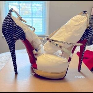 Christian Louboutin Cross Me snakeskin heels size 8.5 euro 38.5